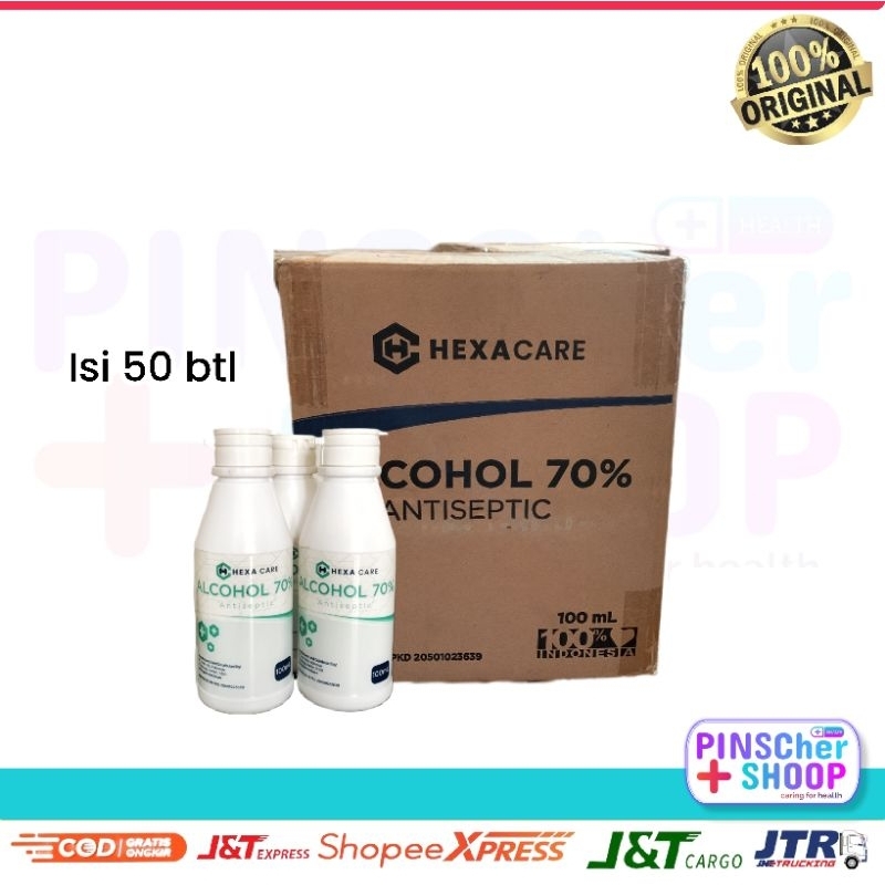 Alkohol Antiseptik 70 % Hexacare 100 Ml  Per Karton (50 btl)