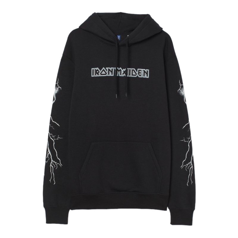 ( 8.8 ) Hoodie H&amp;M Unisex Iron Maiden Sablon Black Hitam Flecee Katun Lembut Tebal, Free Papperbag