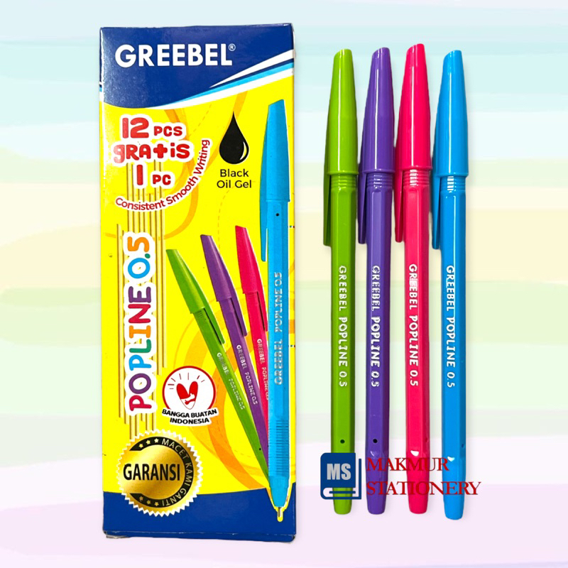 

Pulpen / Ballpoint / Pen Greebel Popline (12 Pcs)