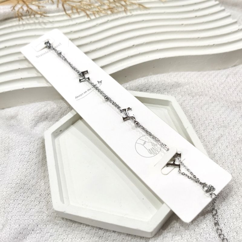 Gelang Rantai Titanium Asli Fashion Korea Unik Anti Karat &amp; Alergi Silver H