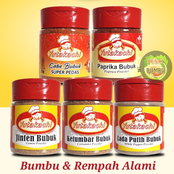 Bumbu Dapur Yutakachi (Lada Putih Bubuk/Cabe Bubuk/Ketumbar Bubuk/Jinten Bubuk/Paprika Bubuk)