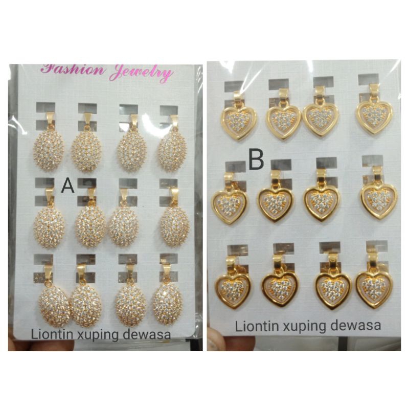 RS143. Grosir 12 PC (1 lusin) Liontin xuping lapis emas dgn mata zircon