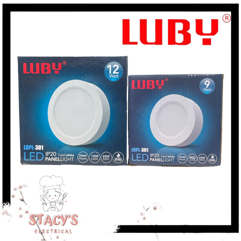 LAMPU PANEL LED OUTBOW LUBY 9W 12W BULAT PUTIH KUNING