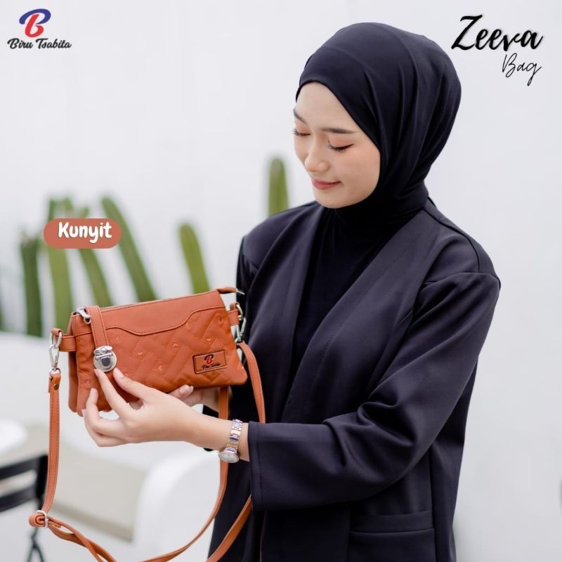 Zeeva Sling Bag Tas Slempang Dompet Biru Tsabita