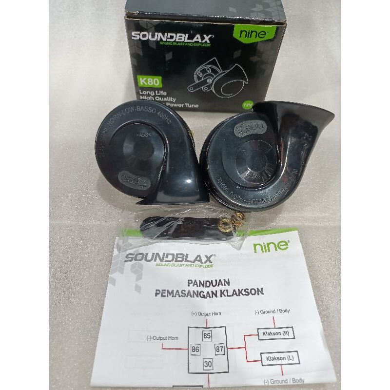 kelakson keong horn motor soundblax nine K-80by 9nine luminos set kanan dan kiri universal nmax aerox pcx vixion cb cbr R15 ninja gsx R15 R25 mio Mio m3 fazzio beat vario scoopy tiger pcx150/160 adv150/160 ninja 250 cbr150 gsx150