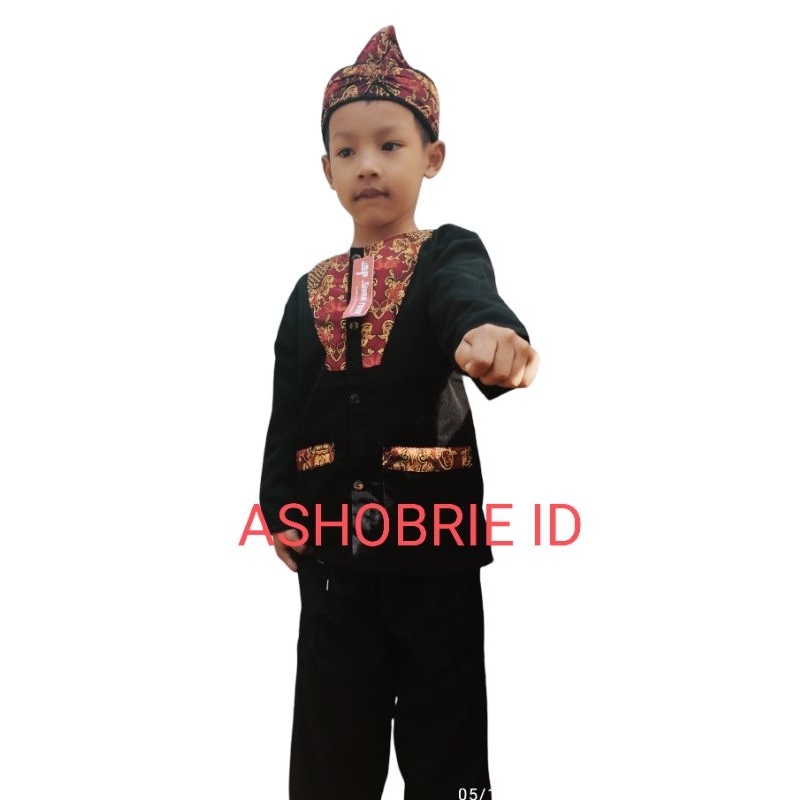 Murah_Baju pangsi anak plus iket/baju pangsi anak lengkap udeng/baju pangsi seragam anak TK/SD