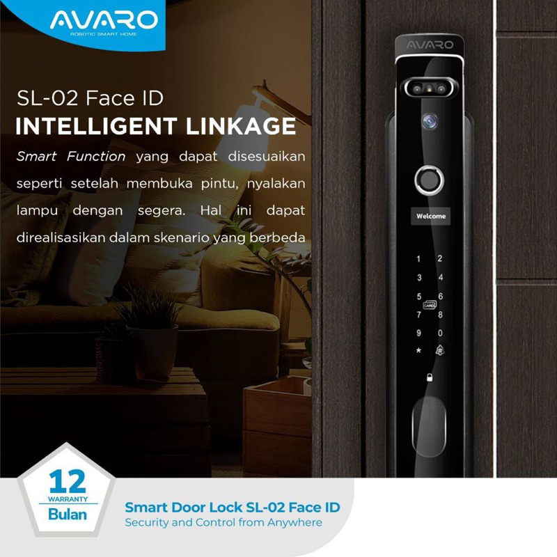 Avaro Smart Door Lock SL-02 Face Id kunci pintar Otomatis App Original