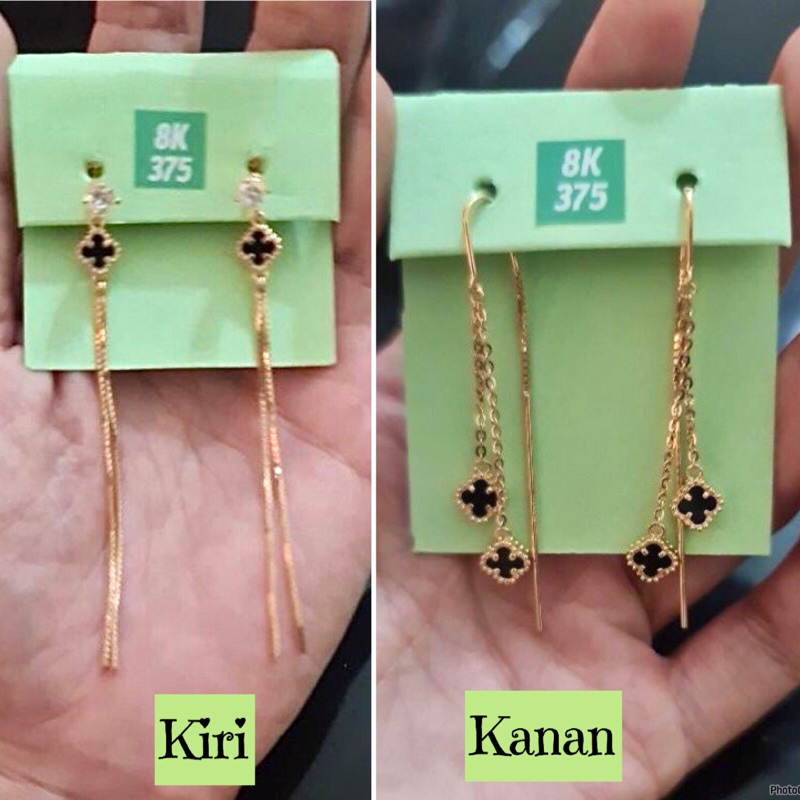 Anting Panjang / Giwang Panjang Van Cleef VC Clover Hitam UBS