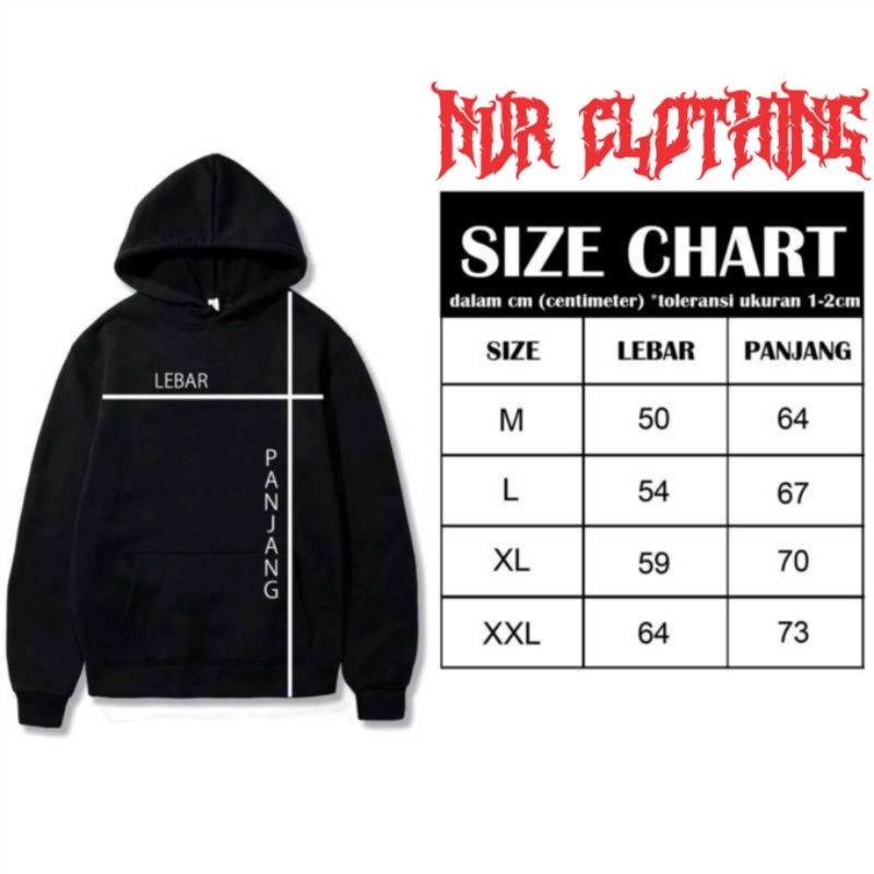 NVR CLOTHING Hoodie Hitam Bahan Fleece Tebal Sweater Pria Wanita Size M L XL XXL