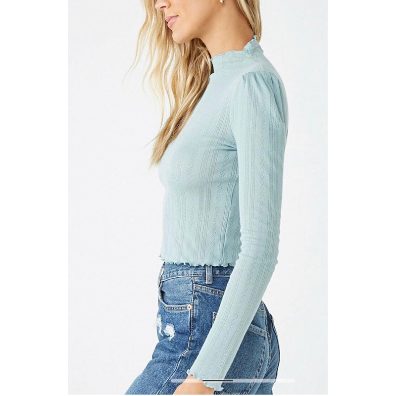 Forever21 Pointelle Mock Neck Top