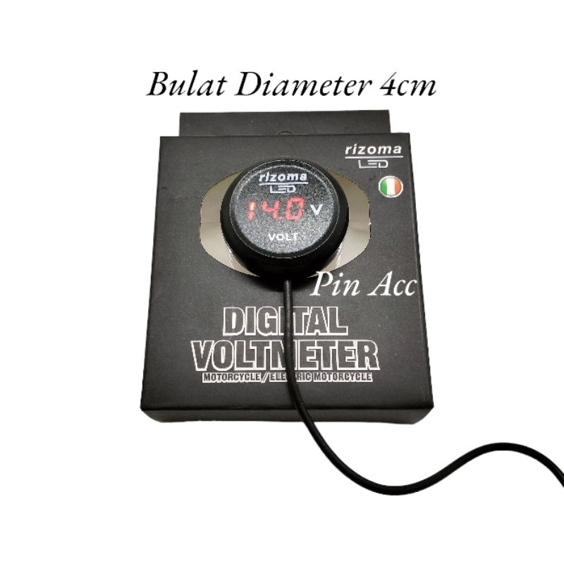 VoltMeter Digital Bulat Kecil/Besar Rizoma Kecil Diameter 4cm/Besar Diameter 6cm USB/Volt meter Aki 12 Vold