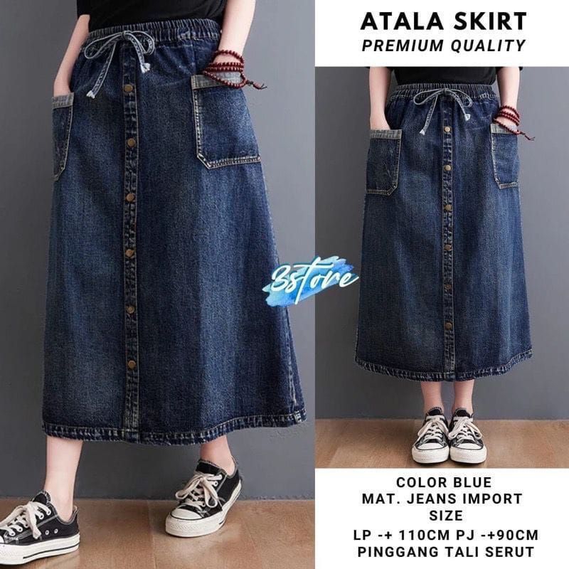 Tamstore Atala Skirt Rok Jeans Denim Korean Style