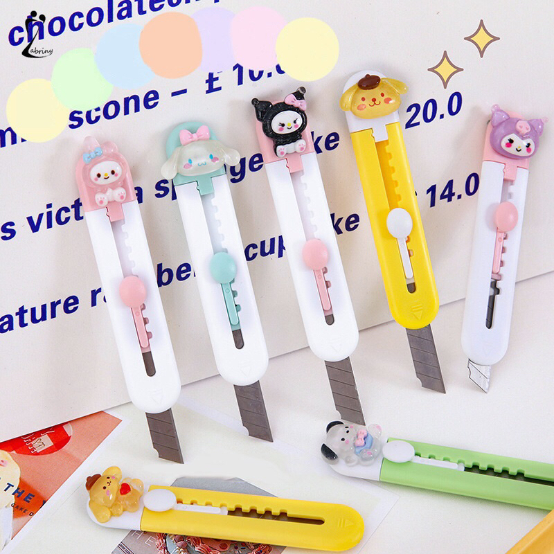 READY STOCK BISA COD - CUTTER MINI SANRIO AESTHETIC PISAU PEMOTONG TAJAM LIPAT KARAKTER KARTUN HEWAN LUCU PASTEL KAWAII FANCY ELEGAN GAYA REMAJA CEWEK KOREA MEWAH UNBOXING PAKET KUROMI CINNAMOROLL MY MELODY HELLO KITTY POMPOMPURIN MURAH IMPOR PREMIUM