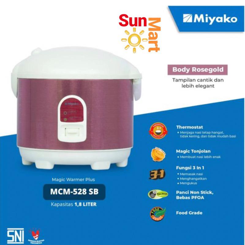 Magic Com Warmer Plus Miyako MCM-528 SB Rice Cooker Miyako