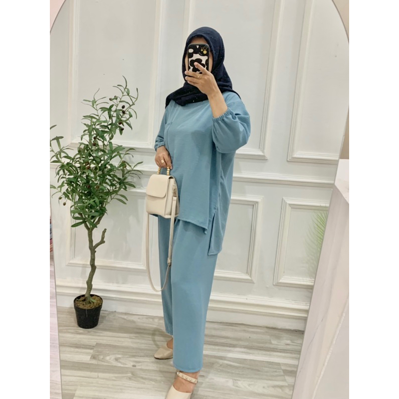 SET KIRANA SETELAN CRINKLE VIRAL ONE SET OVERSIZE SETCEL WANITA