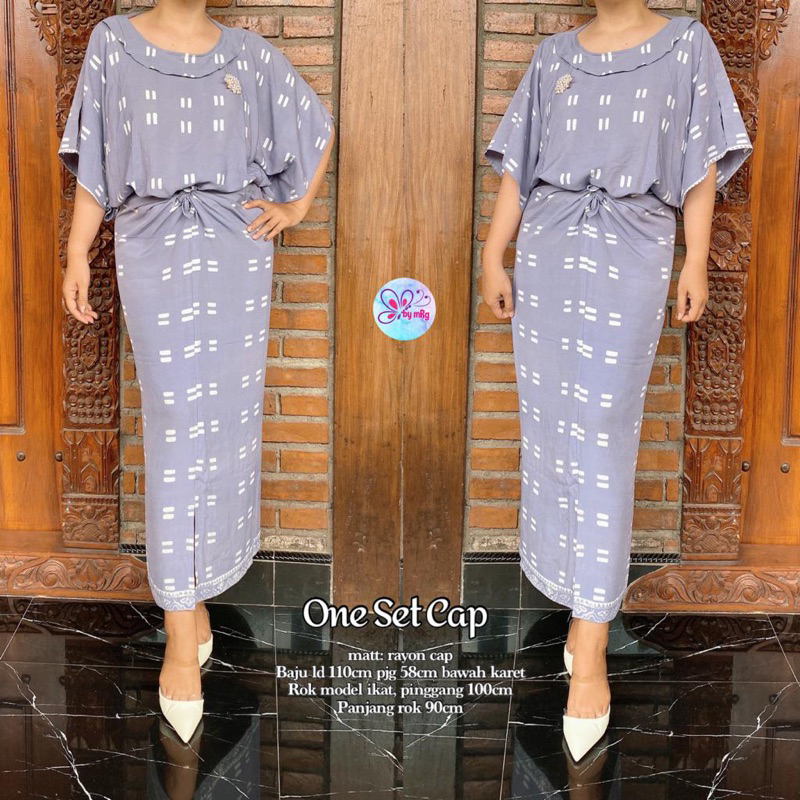 ONE SET CAP SETELAN KEKINIAN ONE SET BATIK CAP