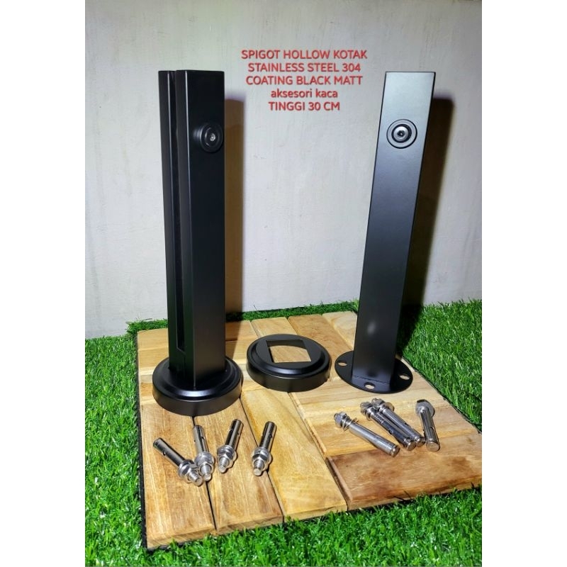 SPIGOT HOLLOW KOTAK STAINLESS STEEL 304 HITAM