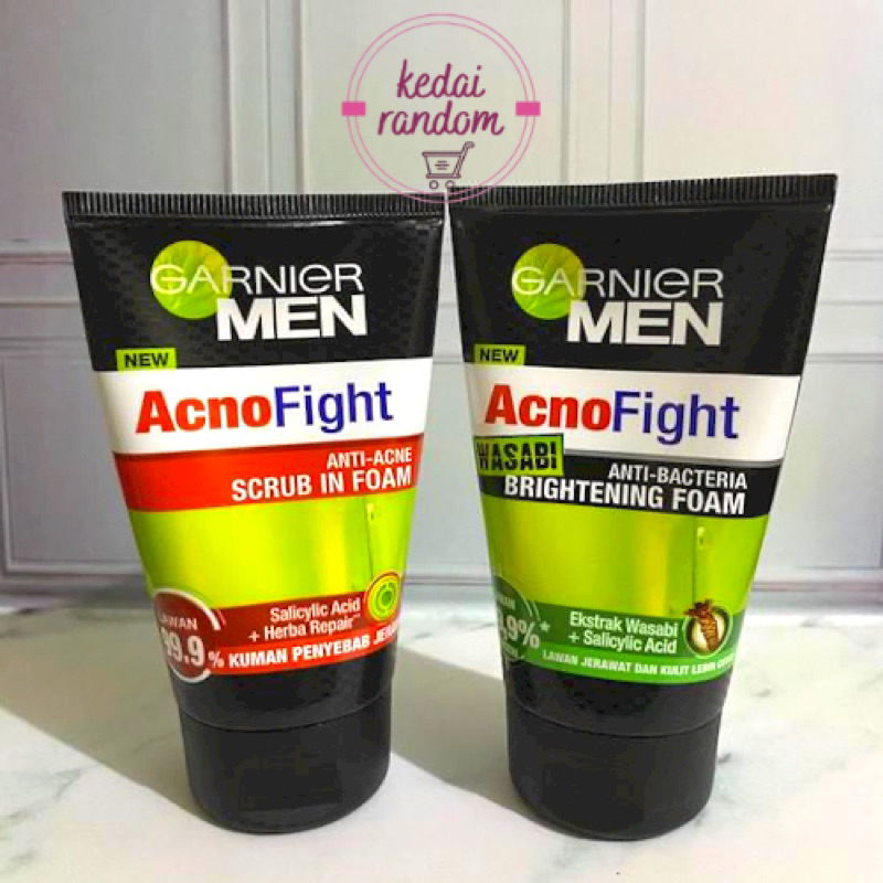 Garnier Men 100ml Acno Fight Anti-Acne Scrub In Foam Cleanser | Garnier Men Acno Fight Wasabi Brightening