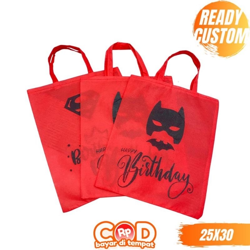 GOODIE BAG SNACK ULTAH MOTIF BATMAN MERAH TERLARIS KEKINIAN READY SIAP KIRIM F 25x30