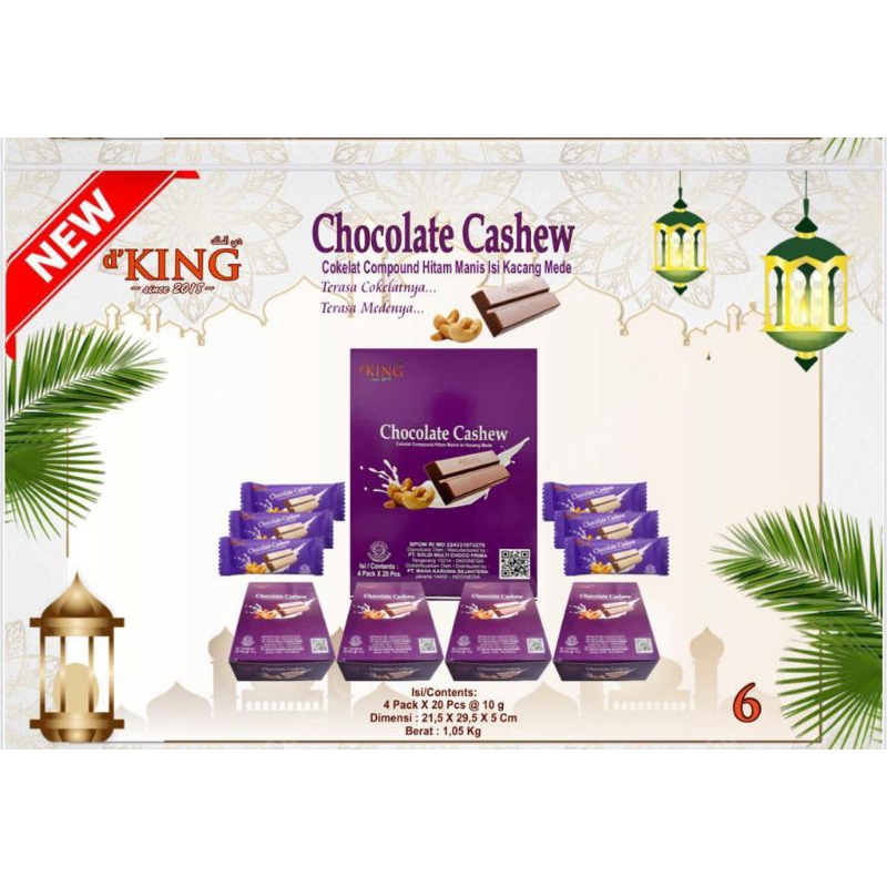 

Dking Chocolate Cashew 1 BOX isi 4 Pack Cokelat Compound