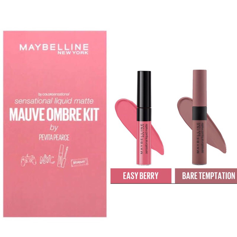 Maybelline Sensational Liquid Matte Mauve Ombre Kit by Pevita Pearce (Isi 2 lipstik + sticker)