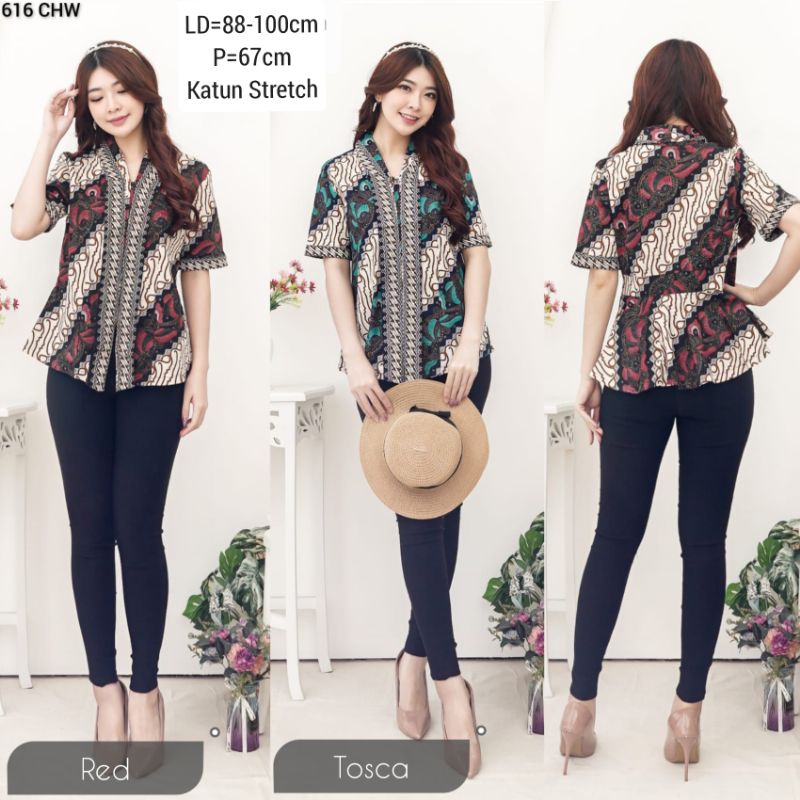 BLOUSE BATIK ANINDITA ATASAN KERJA 616 KANTOR WANITA MURAH BAJU CEWEK ETNIK MODIS