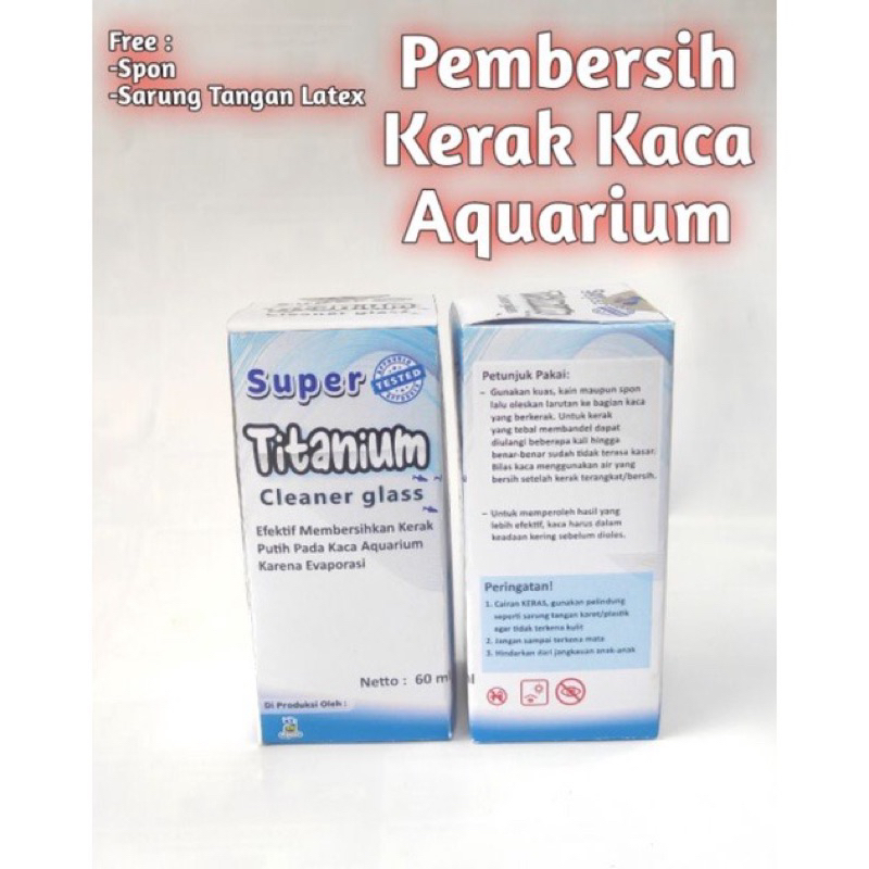 Titanium Clenaer Glas Pembersih kerak kaca &amp; akrilik aquarium ikan hias Chana Glowfish Tetra Goldfish