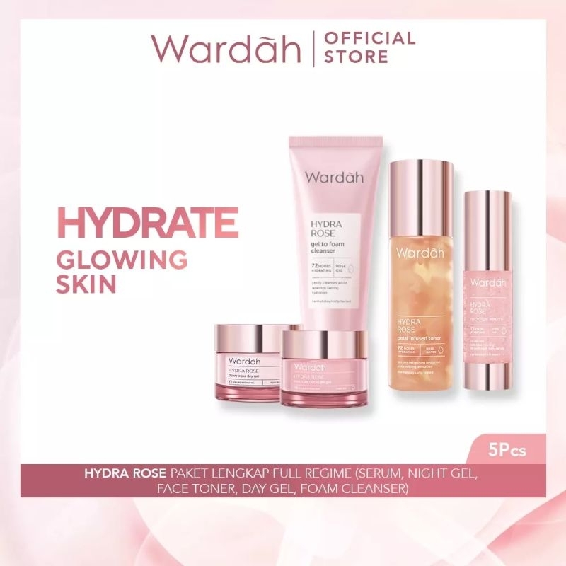 Wardah PAKET HYDRAROSE FULL LENGKAP/REGIME glowing
