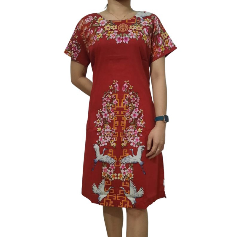 DRESS CHEONGSAM BATIK WANITA SIZE XL - BAHAN STRETCH