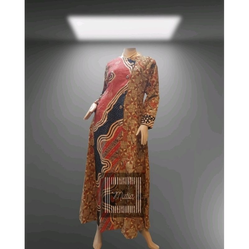 Abaya/Gamis/Dress SLIM DOBBY PREMIUM Kombinasi Batik Kontemporer Modern Abstrak LIMITED