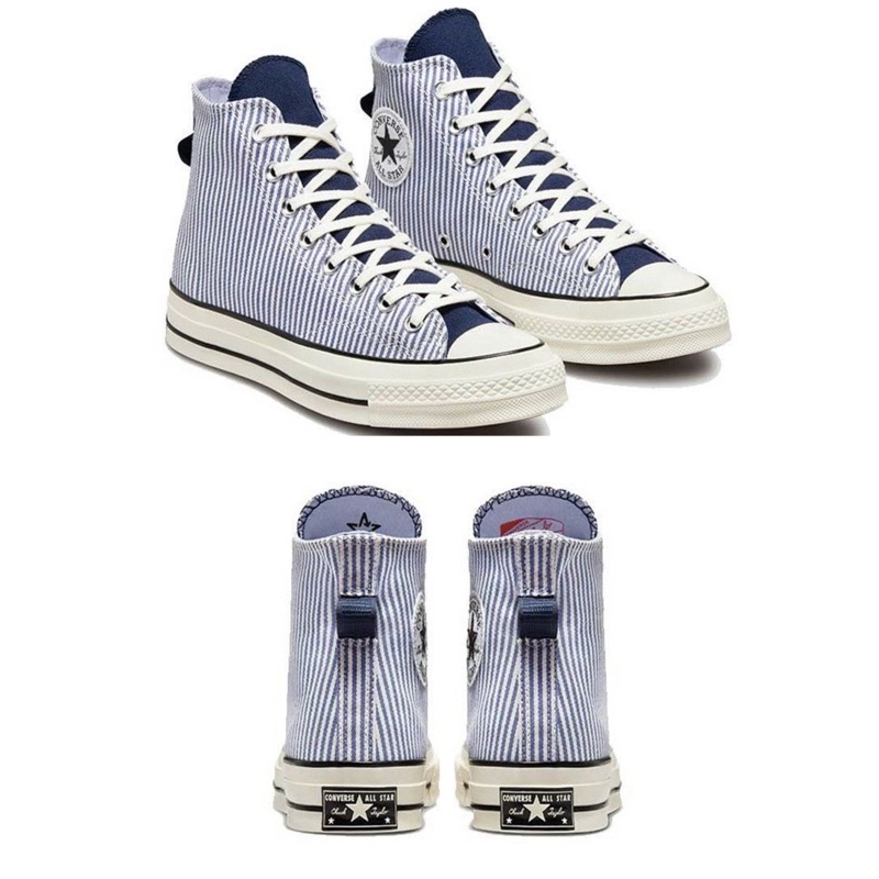 Ready Jastip Hi Hickory Stripe Washed Indigo/White Chuck Taylor 70s All Star Women's Unisex Stripe B