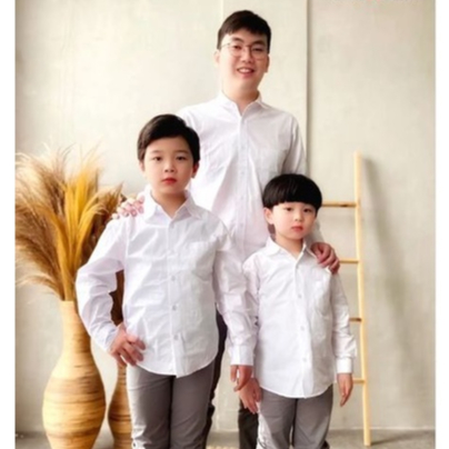 MEGASALE- Baju Kemeja Polos Putih Couple Keluarga (ayah, ibu, Anak Cewek dan anak cowok)