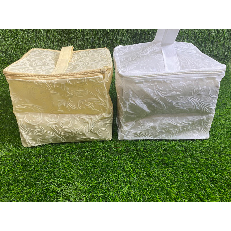 HARGA LUSIN ISI 12 BIJI- TAS HAJATAN KUBUS EMBOS PREMIUM TEBAL ASLI 70 GSM SIZE 22x22 -PAKAI RESLETING-