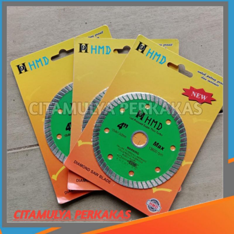 DIAMOND WHELL 4" TURBO GREEN HMD / PISAU POTONG KERAMIK KERING DAN BASAH