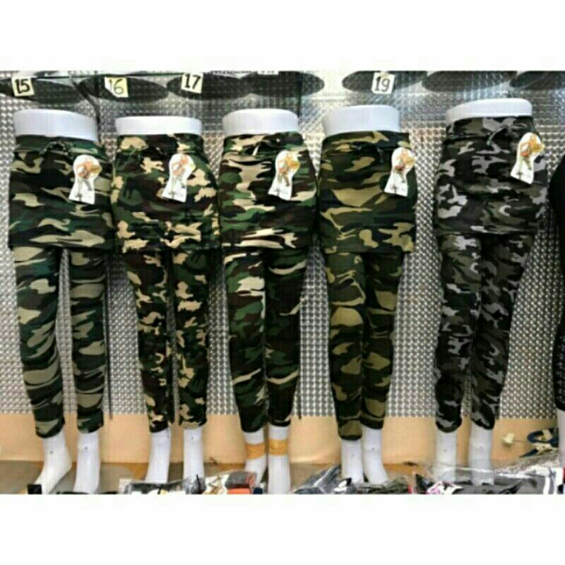 Rok legging army / legging rok army / celana senam loreng / celana olahraga army