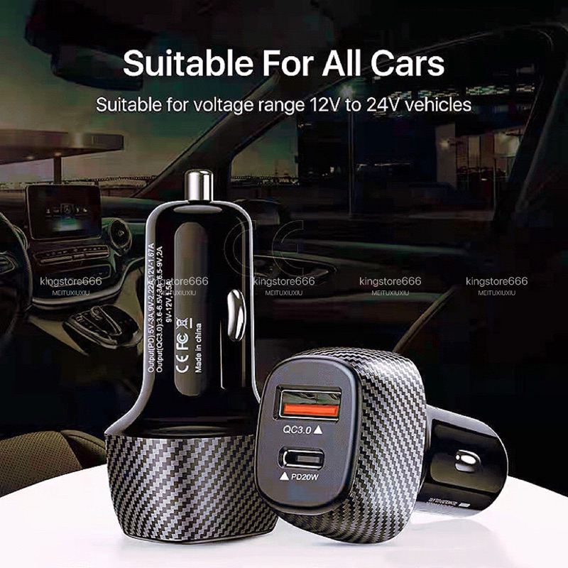 Car Charger Mobil Charger Motor Fast Charging 2 Output usb A+usb C