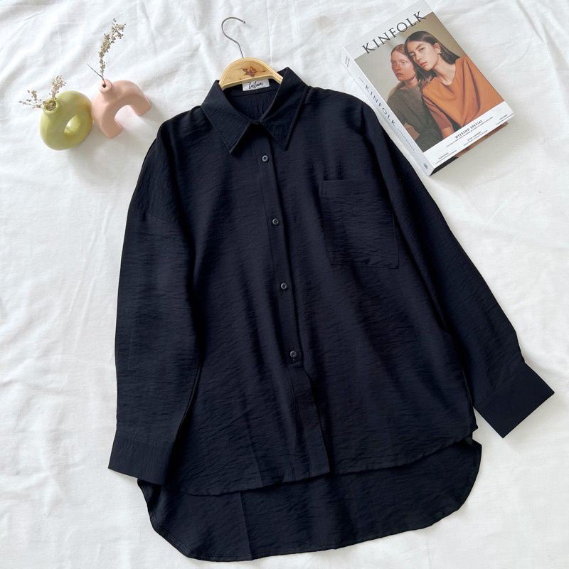 kemeja polos / Thaliq Blouse / Kemeja crinkle / kemeja wanita oversize / Kemeja basic Korea / Kemeja Tunik Polos