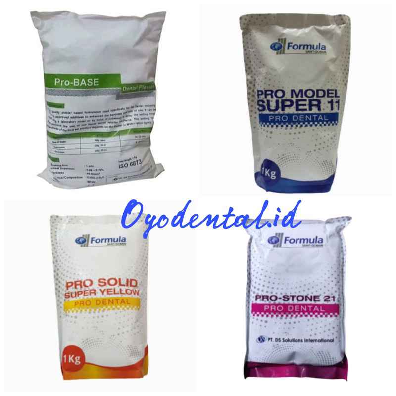 Dental Gips Plaster Probase Putih / Gips Stone Biru Kuning Pink