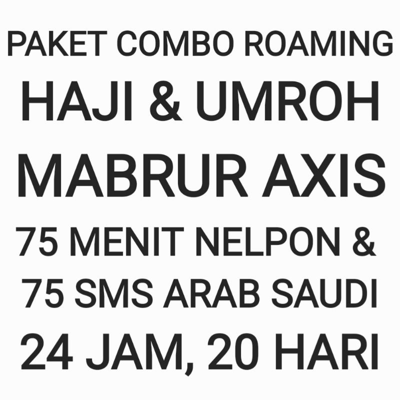 [CHAT DULU SEBELUM ORDER]Paket Combo Roaming Mabrur Haji Umroh Umrah Axis Nelpon Telpon Telepon SMS 
