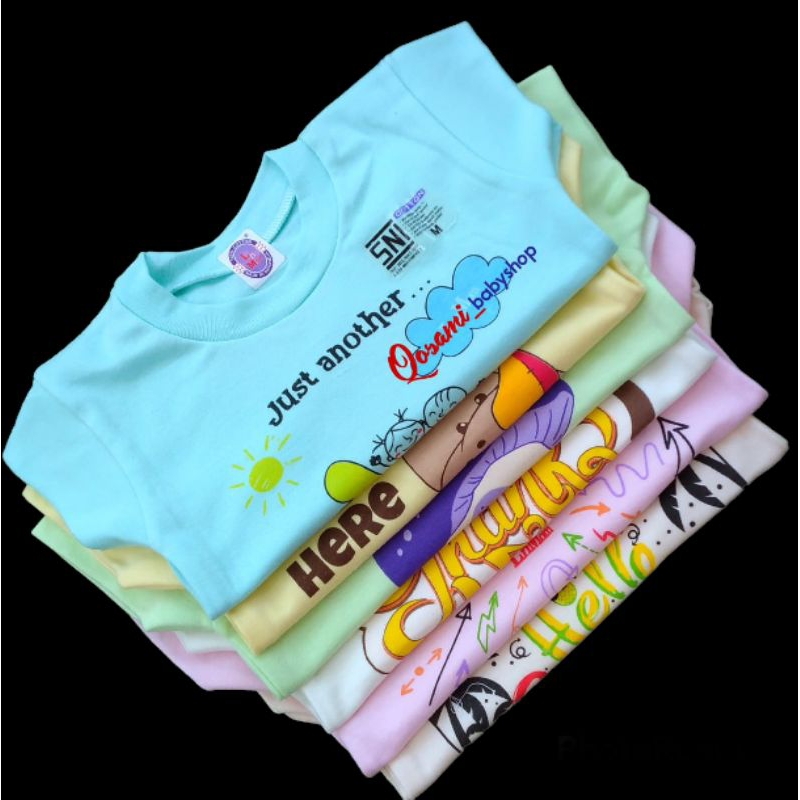 L - MOM 3 pcs Kaos Oblong Pendek Bayi Motif Gambar Uk S, M ,L,  XL SNI