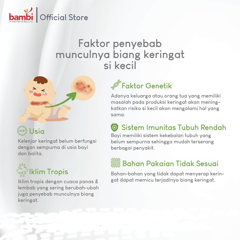 Bambi Baby Prickly Heat tabur 100gr dan Prickly Heat padat 40gr/ bedak biang keringat bayi bambi