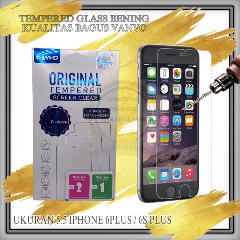 TEMPEL GLASS / TEMPERED GLASS IPHONE 6 PLUS 6+ / 6S PLUS 6+ MREK VANVO ORIGINAL