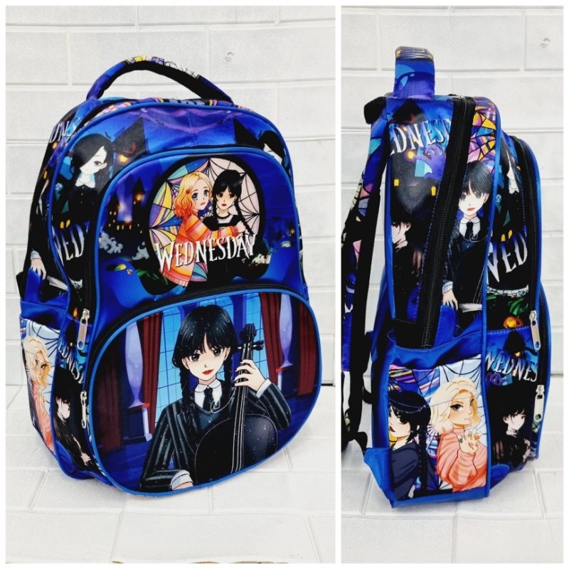 Tas Ransel Sekolah WEDNESDAY uk 12&quot; - 15&quot; - 18&quot; 3 kantong