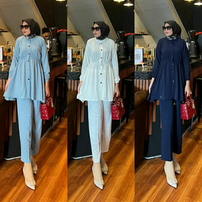 (Bisa COD) Setelan Viral Katun Crinkle/Setcel Blouse Crinkel/Setelan Blouse Wanita Terbaru