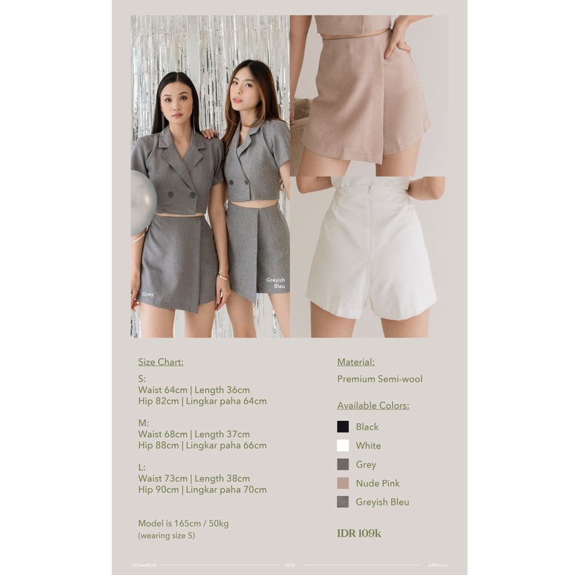 Alyssa Skort -- Ocha Wear | Celana Rok Pendek Wanita | Shorts Tweed Murah Premium Berkualitas