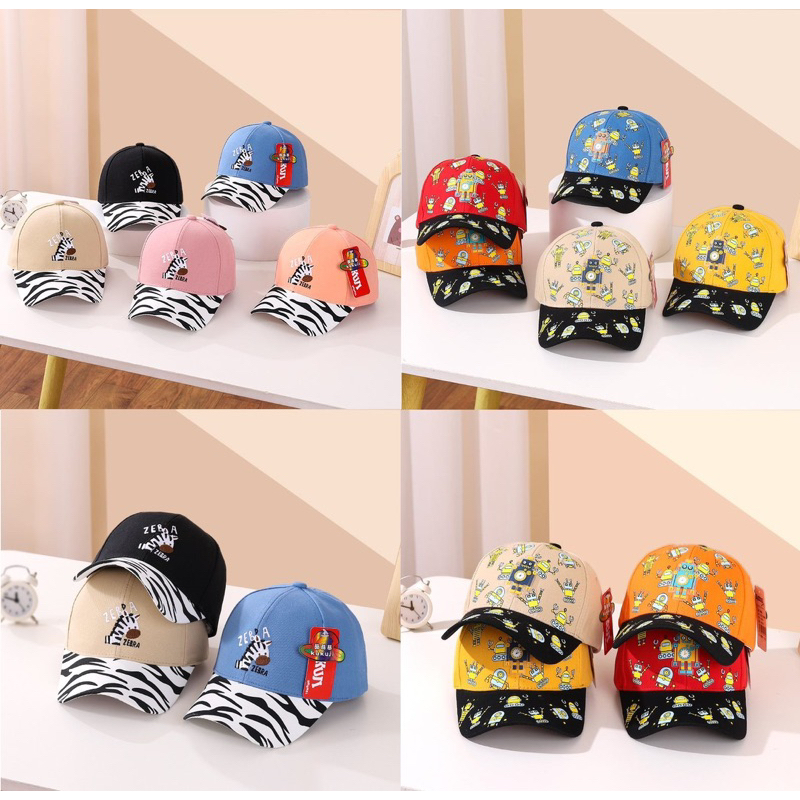 Topi Baseball Import Anak 3-8tahun Model Robot Zebra