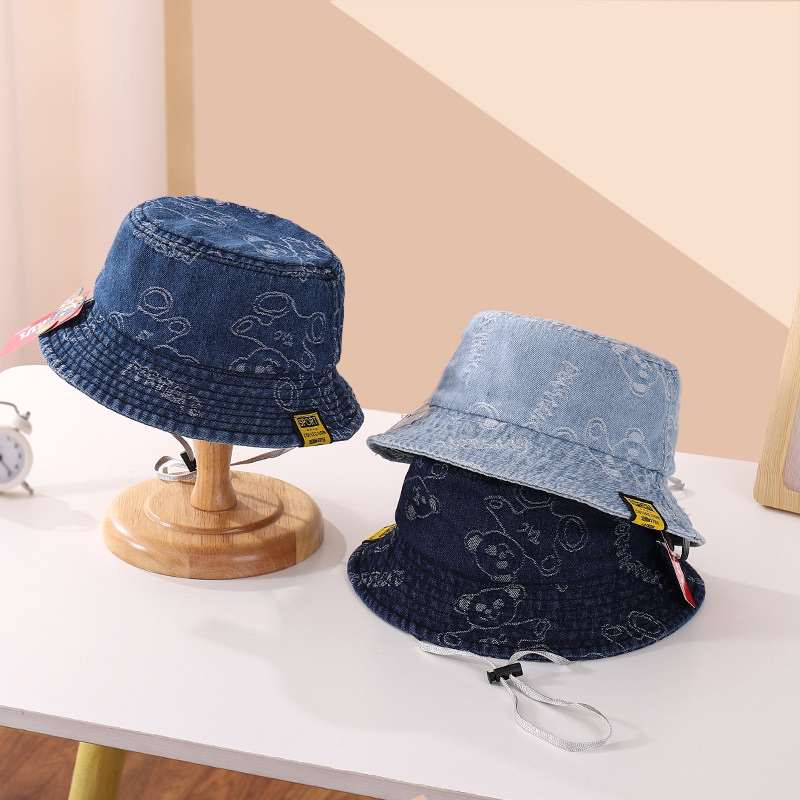 1,5 2 3tahun Topi Bucket Anak Balita Model Mic*key Jeans Denim