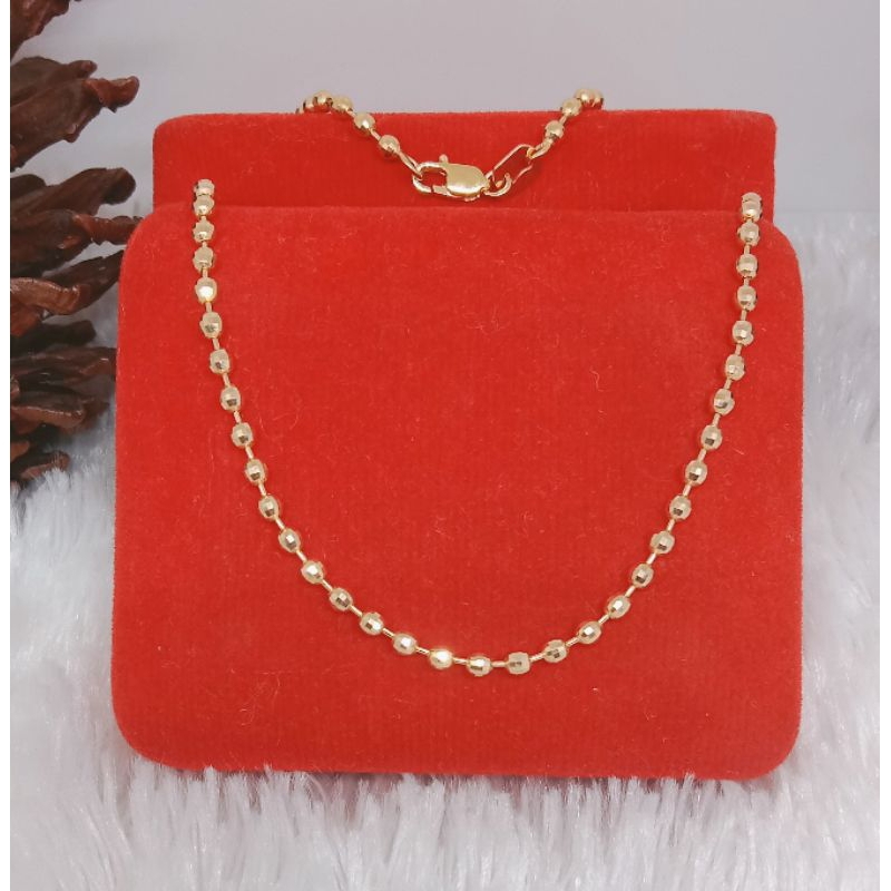 kalung biji lada ukir, emas kadar 375(8k)