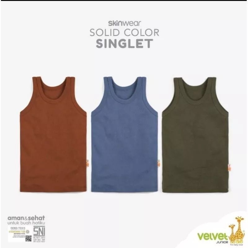 3pcs Singlet Dalam Anak SML LB 2 3 MOTIF PRINT Velvet