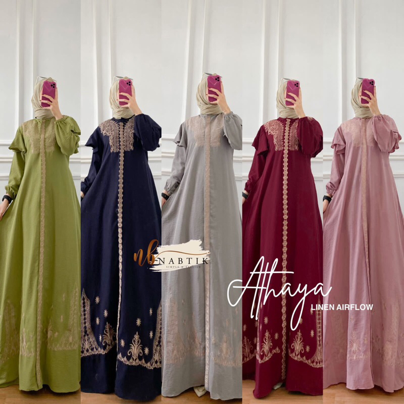 Abaya Gamis Dress Athaya Bordir by Nabtik